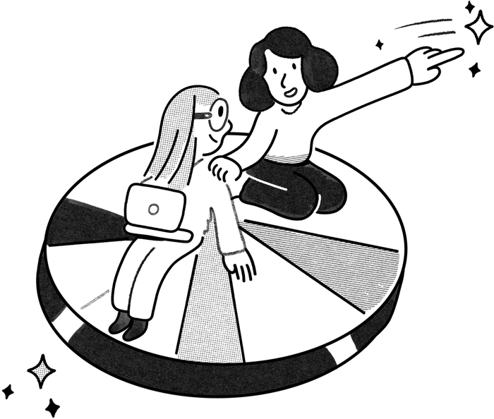 Illustration of a supportive hand on someone’s shoulder, pointing the way forward together.